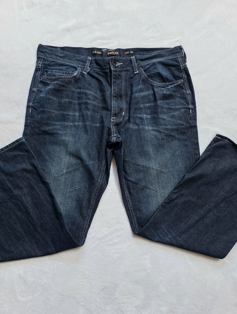 Helix Men’s 36x30 Slim Boot Jeans Dark Blue Denim 100% Cotton